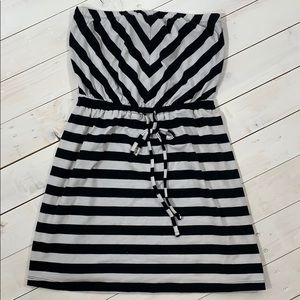 Mossimo Black White Strapless Mini Dress Size M